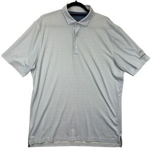 johnnie-O Polo Mens L Blue White The National Performance‎ Golf Shirt UPF 50
